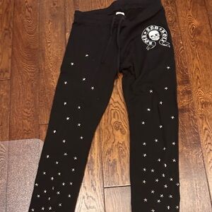 Lauren Moshi Black Joggers with Star and Skull Design